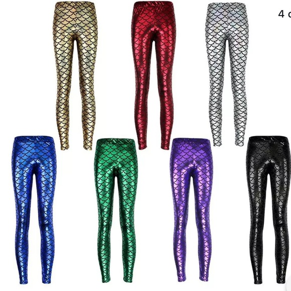 Womens Fish metallic Mermaid 3D bling leggings - Picture 6 of 11